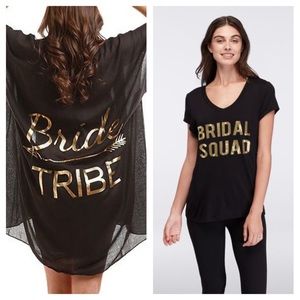 Bridal squad t shirt and bride tribe cover up